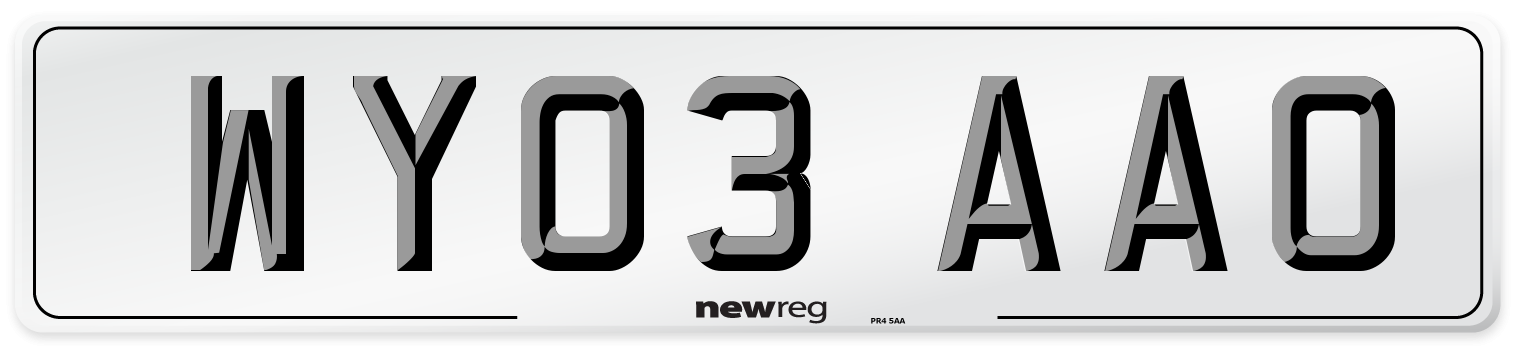 WY03 AAO Number Plate from New Reg
